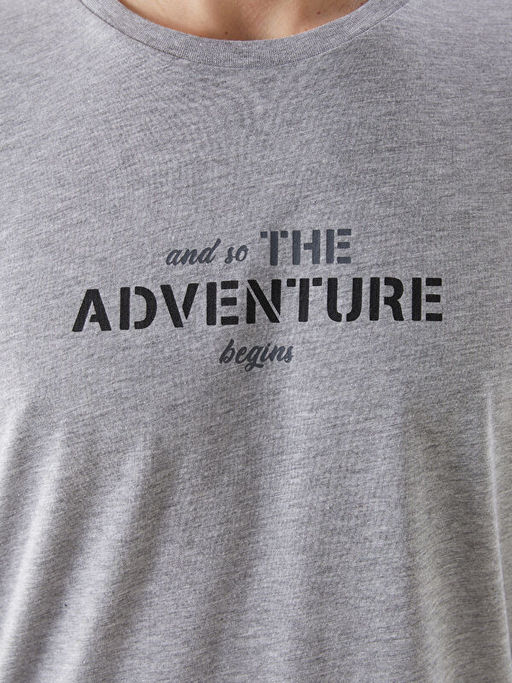 Bisiklet Yaka K?sa Kollu Bask?l? Penye Erkek Ti??rt