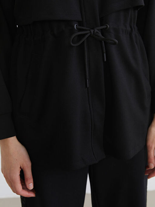 Dik Yaka Oversize Kad?n Fermuarl? Sweatshirt