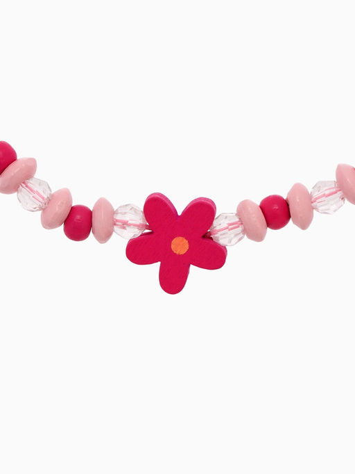 Цена за 2 шт. Набор детских украшений Выбражулька «Цветочки», 2 предмета: бусы, браслет d=6 см розовый