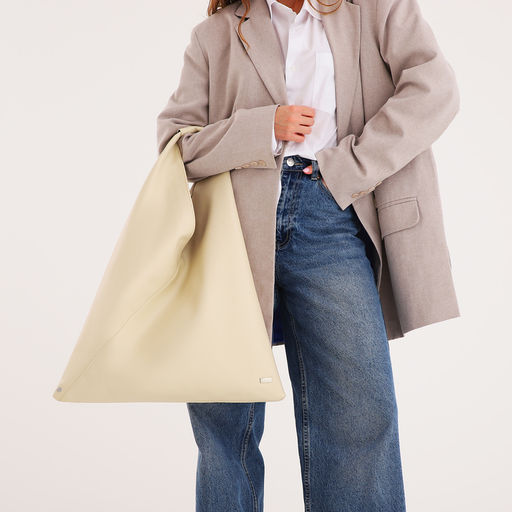 Сумка - мешок женская на магните, 47×1×35 см, бежевая