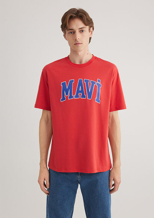 Mavi Logo Bask?l? K?rm?z? Tisort  фото 3
