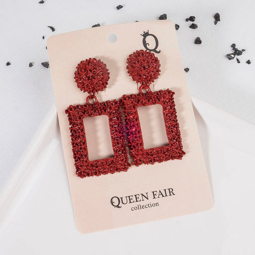 Серьги металл Карибы крупные, цвет красный - Queen fair фото 3