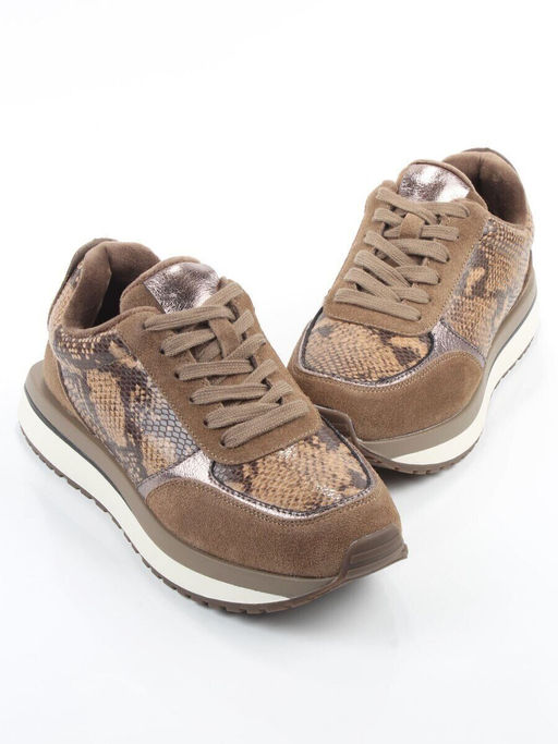 04-PCML20-3 KHAKI Кроссовки демисезонные женские (натуральная замша, натуральная кожа, текстиль)