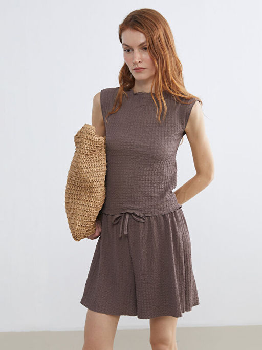 Bisiklet Yaka Dokulu Bluz