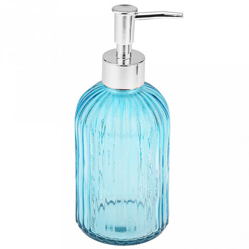 Дозатор для жидкого мыла пластмассовый "Водопад" 450мл, д7,5см h19см, корпус стекло, цвета микс (Китай)
