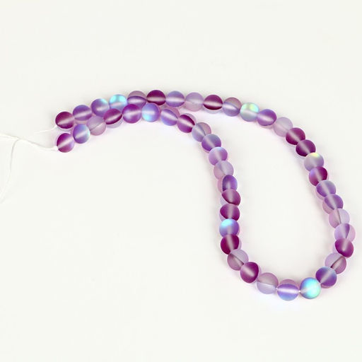 Бусины из натурального камня «Кошачий глаз», набор 46 шт., размер 1 шт. — 8 мм, фиолетовый