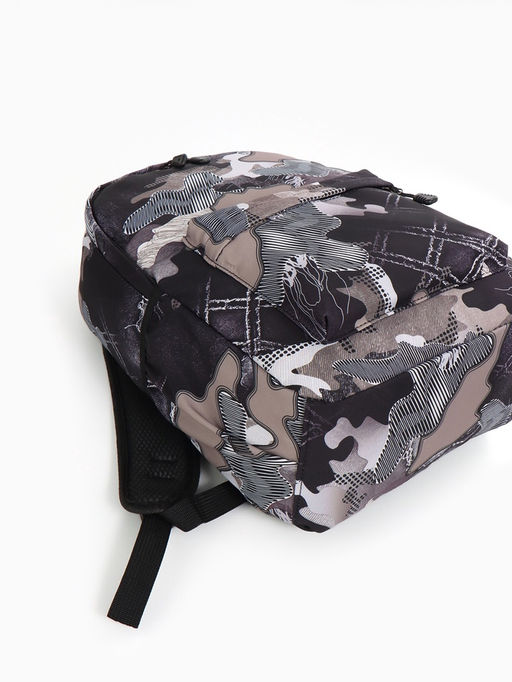 Рюкзак школьный на молнии, с карманами, с абстрактным принтом, размер 30?13?42 см, с принтом, чёрный