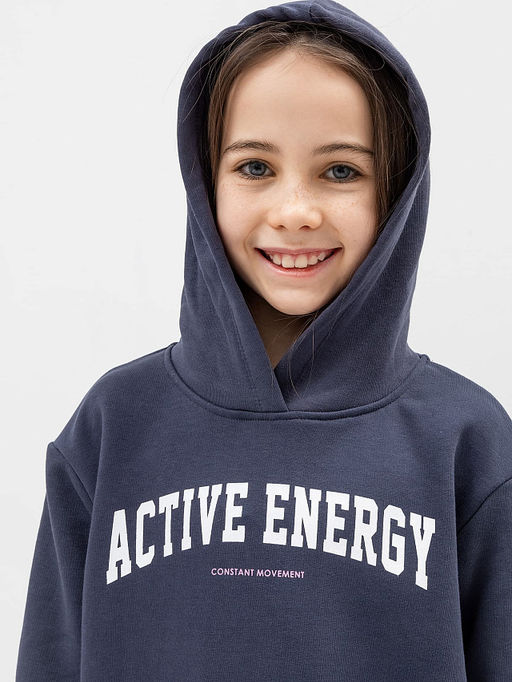 Худи для девочек в синем цвете с печатью - Mark formelle фото 4