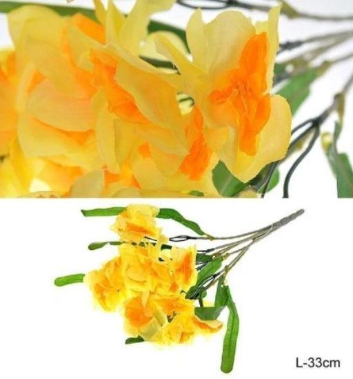 Цветок искусственный Букет нарциссов 33 см / WH-7 /уп 2/200/600/ - Галеонтрейд фото 2