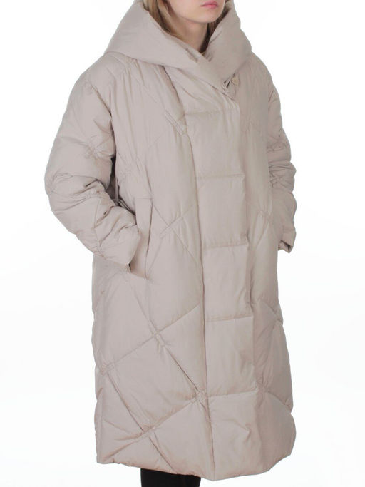 8870 LT. BEIGE Пальто зимнее женское оверсайз (200 гр. холлофайбер)
