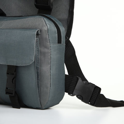 Сумка нагрудная на молнии, 2 наружных кармана, 21×3.5×16 см, серая