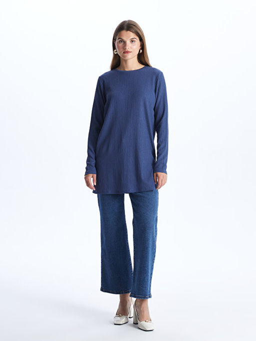 Bisiklet Yaka D?z Uzun Kollu Kad?n Tunik