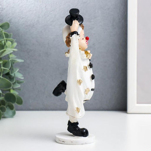 Фигурка полистоун «Клоун в полосатом костюме», чёрно-белый с золотом, 18×7×10 см