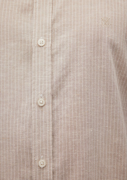 Cizgili Bej Gomlek - Mavi фото 6