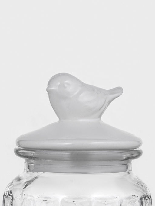 Банка для сыпучих Доляна «Голубки», 1 л, 11×24 см, с керамической крышкой, стекло, прозрачная