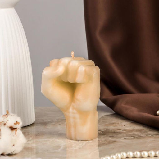 Свеча интерьерная "Кулак", 8,1х7,1х11,5 см, мрамор