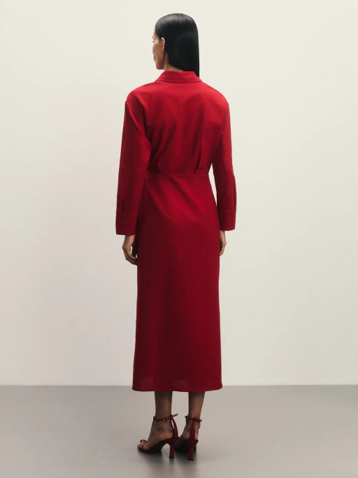 Платье из льна и хлопка с декоративной пряжкой / Zarina  фото 5