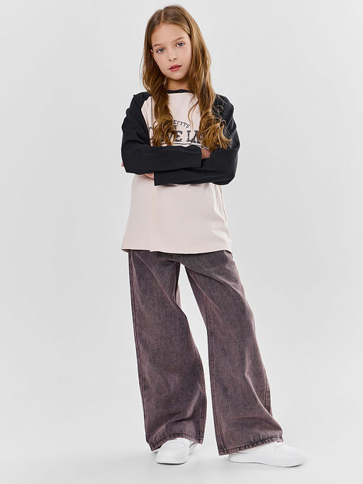 Джинсы для девочек коричневые Wide leg