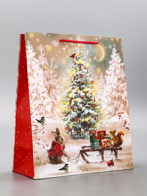 Пакет подарочный новогодний ламинированный, «Подготовка к Новому Году», 26×12×32 см