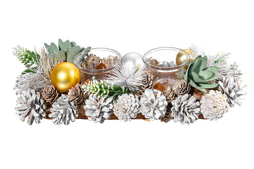 Новогоднее украшение подсвечник 32*14*8 см Снежный лес на 2 свечи прямоугольный - Elan gallery фото 5