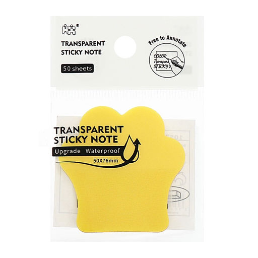 Цена за 4 шт. Блок-закладка с липким краем «Лапка», 45 мм × 45 мм, 50 листов, пластик, жёлтый