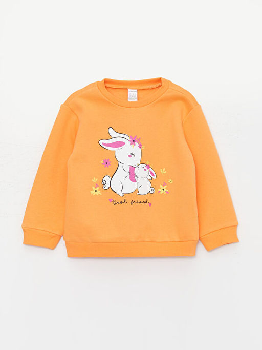 Bisiklet Yaka Bask?l? K?z Bebek Sweatshirt ve E?ofman Alt 2li - Waikiki фото 2