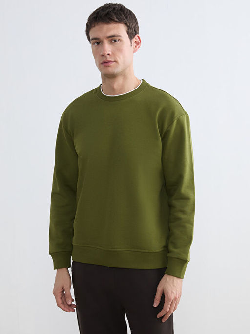 Bisiklet Yaka Erkek Kal?n Sweatshirt