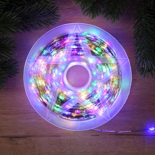 Гирлянда Нить 200 м роса, IP44, серебристая нить, 2000 LED, свечение мульти, 36 В