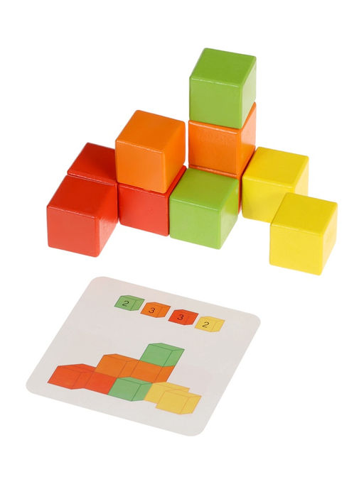 Детский набор деревянные кубики, цветные, 60 штук