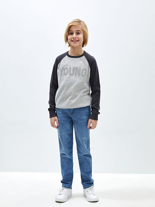 Bisiklet Yaka Desenli Erkek ?ocuk Triko Kazak - Waikiki фото 2