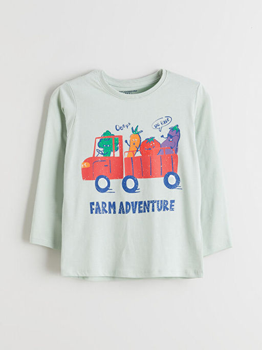 Bask?l? Erkek ?ocuk Pijama Tak?m?