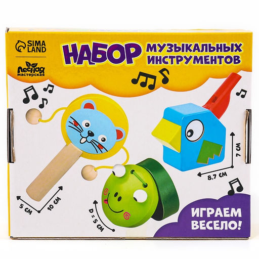 Подарочный набор музыкальных инструментов Свистулька, кастаньета, колотушка - Лесная мастерская фото 10