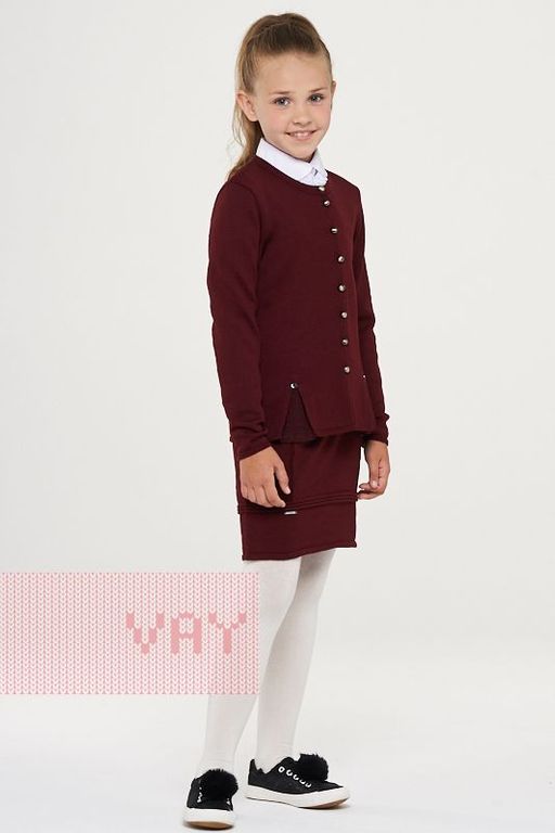 Жакет для девочек 183-7109. 950 бордо/метанит черный