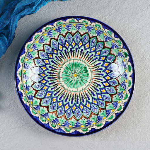 Тарелка узбекская Риштанская Керамика «Цветы», d=27 см, МИКС