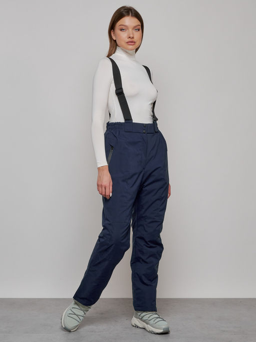 Полукомбинезон утепленный женский зимний горнолыжный темно-синего цвета 1333TS - Chunmai фото 4