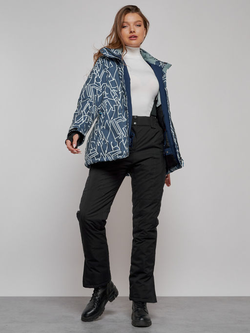 Горнолыжная куртка женская зимняя большого размера темно-серого цвета 2270-1TC - Chunmai фото 14