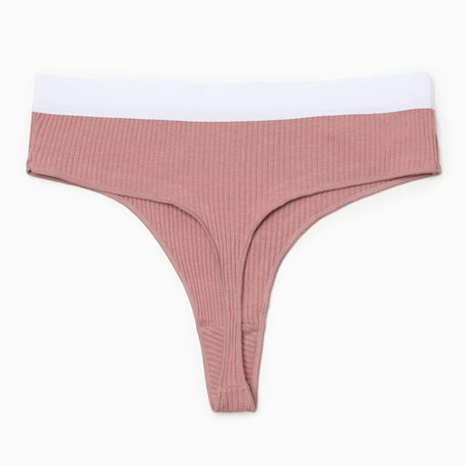 Трусы женские бразилиана MINAKU в рубчик, размер 40-42, цвет кофейный