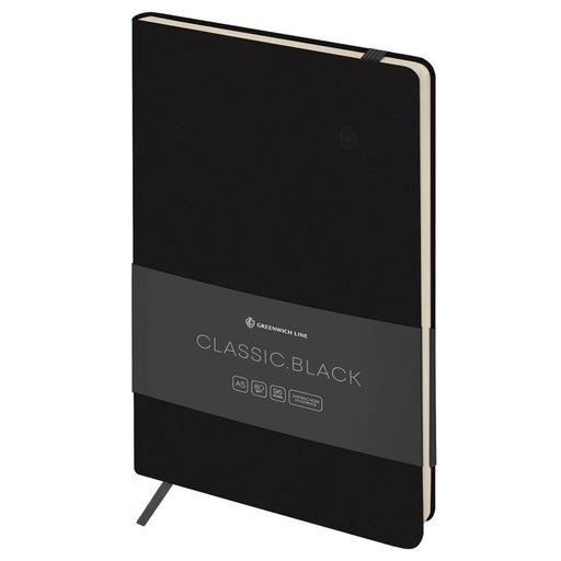 Книжка записная А5 96л. кожзам "Classic. Black" (NA5e-51440, "Greenwich Line") с резинкой, блок без линовки