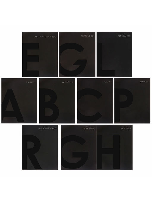 Набор предметных тетрадей Calligrata TOP. BlackTone, 10 предметов, 48 листов, со справочным материалом, обложка из мелованного картона, софт-тач, выборочн...