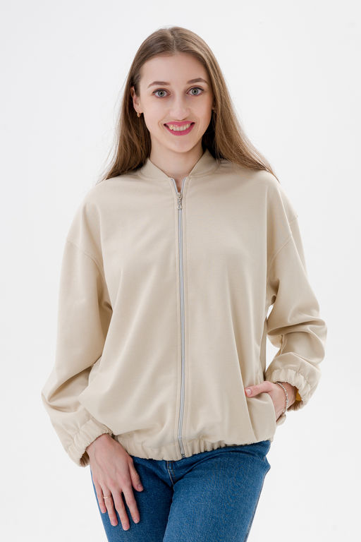 Бомбер из коттон фита песочный макси - Амадэль фото 8