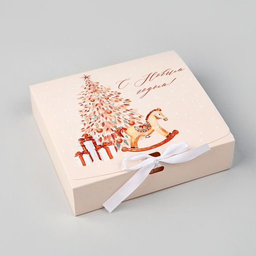 Цена за 3 шт. Коробка подарочная новогодняя складная «Новогодние игрушки», 20 х 18 х 5 см, Новый год