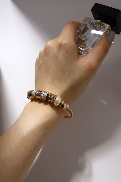 Браслет жемчуг «Марджери» сова, цвет белый в золоте, d=6.5 см