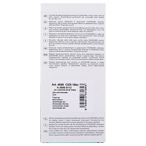 Цена за 10 шт. Маркер для CD/DVD, Centropen 4606, диаметр узла 2.5 мм, линия 1 мм, чёрный