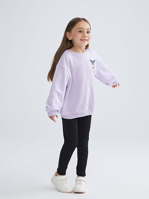 Kuromi Bask?l? K?z ?ocuk Sweatshirt ve Tayt