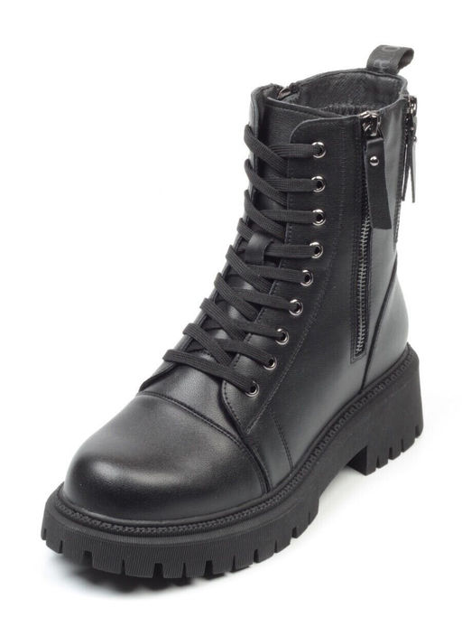 01-5275-1 BLACK Ботинки демисезонные женские (натуральная и искусственная кожа, байка)