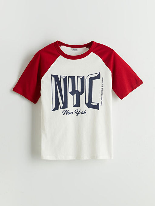 Bisiklet Yaka New York Bask?l? Erkek ?ocuk Ti??rt