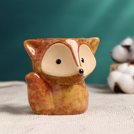 Горшок для цветов «Лисёнок Фред» керамический, 200 мл, 8×9×9 см, рыжий