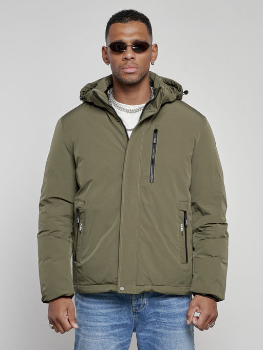 Куртка мужская зимняя с капюшоном спортивная великан цвета хаки 8335Kh - Wonderrman фото 7