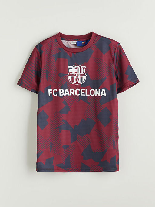 Bisiklet Yaka Barcelona Bask?l? Erkek ?ocuk Ti??rt
