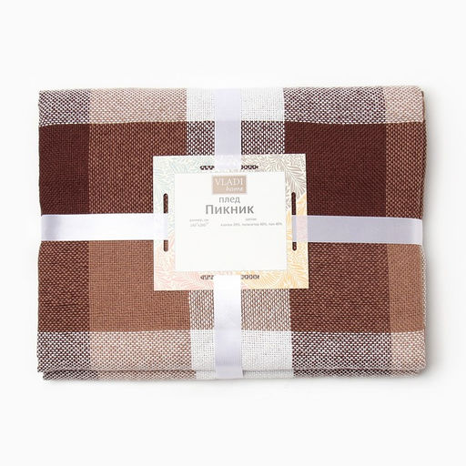 Плед Пикник 200х220см, рап.8 бел/беж/кор, хл 20%, пэ 40%, пан 40% - Влади фото 4